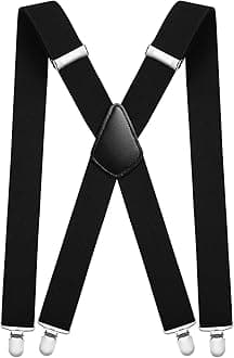 Aomig Men's Adjustable Wide Braces, Extra Wide X Braces for Men, Braces for Men with Very Strong 4 Clips - 3.5 cm