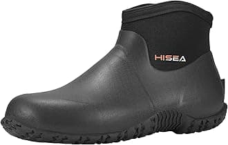 HISEAMen's Rain Boots, Ankle Height Garden Shoes Waterproof Rubber Neoprene Mud Boots Durable Insulated Short Outdoor Work Booties for Gardening Farming Camping Fishing and Yard Working