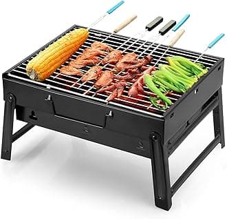 Uten Portable Folding Charcoal Barbecue Grill - Stainless Steel BBQ for Outdoor Cooking, Camping, Hiking, Picnics