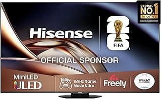 Hisense 85" 85U8QTUK MiniLED QLED 165Hz Smart AI TV - Hi-View AI Engine PRO, 165Hz Game Mode Ultra, 4.1.2 Channel, Dolby Atmos, Quantum Dot Colour, Anti-Reflection PRO with Freely, YouTube, Netflix