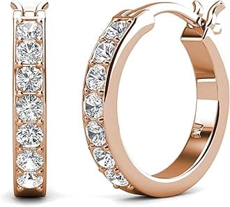 Hoop Loop Earrings for Women18K White Gold with Sparkling Element Crystal with Jewellery Box for Women Wife Mother Daughter