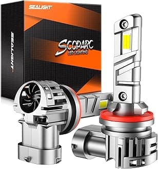 SEALIGHT 880/885 Fog Light Bulbs, 12000LM Bulbs Fog Lamp Real 1:1 Mini Size, 6500K Cool White 893 899 Fog light with Fan for Car Powersports ATV/UTV, 3 Mins Quick Intall, Plug-N-Play, Pack of 2