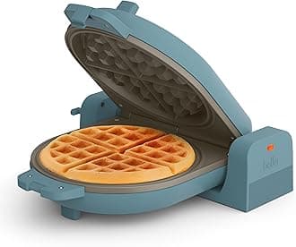 Flip-n-Store Waffle Maker, EverGood™ Ceramic Nonstick Coating, Fits-anywhere™ Kitchenware, Power Indicator Light & Touch Handle, 7” Wide & 1" Deep Plates, 1000 Watt, Surf