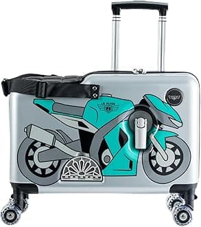 - LIL FLYER GO Version 2 Ride On Suitcase for Kids | Carry On Luggage with Toddler Seat, Foldable Handlebars, Pedals, and Removable Wheels | Holds up to 80 lbs | Green Motorcycle | Ages 2-6
