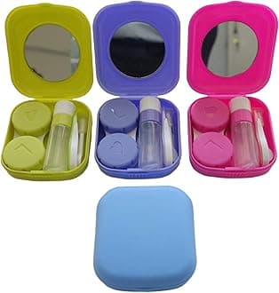 4 Pack Colorful Contact Lens Case Kit with Mirror Durable, Compact, Portable Soak Storage Kit(Multi Color)
