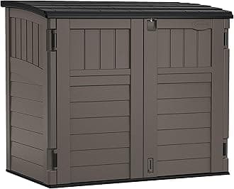 Suncast 34 Cu. Ft. Horizontal Shed for Outdoor Storage w/Locking System, Stoney/Black