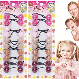 Beauty Town 20PCS Bubble Ponytail Holders – 20mm Twin Bead Hair Ties for Girls & Kids – Colorful Elastic Hair Accessories for Braids & Pigtails (Pink/Brown Assorted)