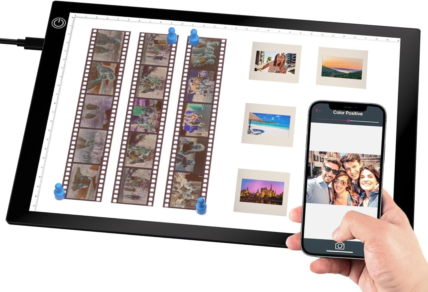 Slide Viewer Light Pad slide viewer for old slides negative scanner slide scanner digitiser light pad for Supporting Photo Slides & Film Negative Scanning with USB Cable 3 Levels of Brightness