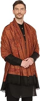 Pashtush Mens fine Soft Ethnic Stole Stole, Jamawar design, Faux Pashmina