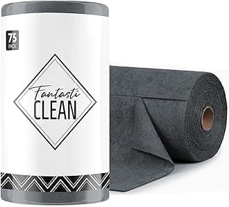 Fantasticlean Microfiber Cleaning Cloth Roll -75 Pack, Tear Away Microfiber Towels, 12" x 12", Reusable, Washable, Scratch Free, Ultra Absorbent Dish Rags for Car, Home, Garage or Shop (Dim Grey)