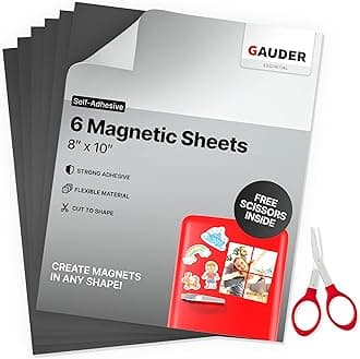 GAUDER Self-Adhesive Magnetic Film (20 x 25 cm - Pack of 6) | Black Magnetic Adhesive Film for Photos & More