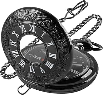 SwitchMe Classic Quartz Pocket Watch for Men,Roman Numeral Dial Non-Mechanical Movement Pocket Watch with Chain