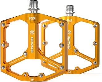 GEWAGE Road/Mountain Bike Pedals - 3 Layers Bike Pedals - 9/16" CNC Machined Flat Pedals with Removable Non-slip Spikes
