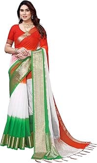 Women'S Organza Jacquard Border Saree With Unstitched Blouse Piece