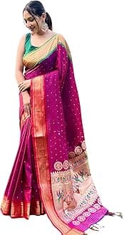 SGF11Women's Kanjivaram Banarasi Saree Silk Sari Pure Golden Zari with Blouse Piece