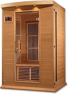 Proxima Health & Fitness 2-Person Hemlock Infrared Sauna – Low EMF, 6 Carbon Panels, Ceramic Heaters, Chromotherapy, Audio System, Tempered Glass | Indoor Home Spa Cabin with Speakers, USB