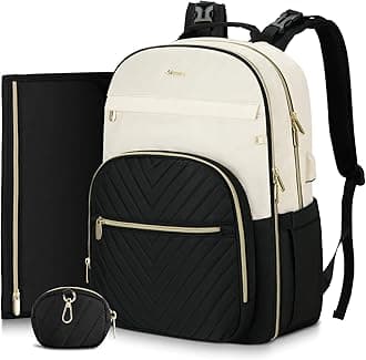 MOMUVO Diaper Bag Backpack, Quilted Baby Bag with Changing Pad & Stroller Straps & Pacifier Case, Large Travel Diaper Bags