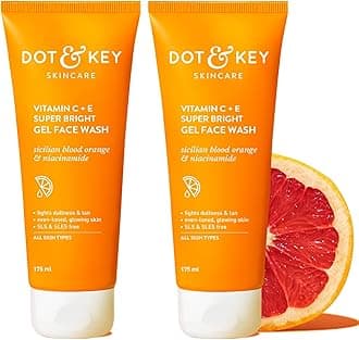 Dot & Key Vitamin C + E Super Bright Gel Face Wash Combo| For Glowing And Brightening Skin | All Skin Types | With Triple Vitamin C, Fades Dark Spots & Pigmentation | 350g(Pack of 2, 175gm each)