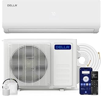 DELLA Vario Series 12000 BTU Mini Split AC, Work with Alexa and Wifi, 20.5 SEER2 Cools Up to 550 Sq.Ft, Energy Efficient, 115V Ductless Inverter System, Pre-Charged Heat Pump and 16.4ft Kits