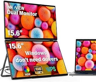 InnoView Dual Portable Monitor 15.6" 1920x1080 Dual Stacked Foldable Monitor | 315° Screen Adjustment | USB-C/HDMI Dual Screen Monitor for Laptop, Mac, Windows