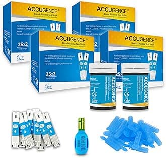 Blood Glucose Test Strips 200pcs with 200 Lancets Blood Sugar Test Strips (Suitable for ACCUGENCE 3in1 Multi-function Meter)