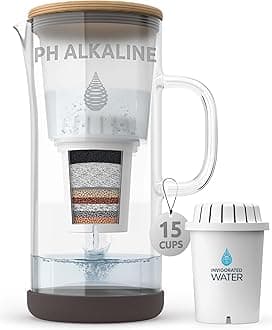pH Restore Glass Alkaline Water Pitcher ââ‚¬â€œ Alkaline Water Filter Pitcher ââ‚¬â€œ High pH Water, New 2020 Model, 118oz, 3.5L
