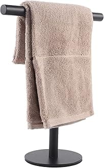 Bathroom Hand Towel Holder Stand，T-Shape Hand Towel Holder Stand SUS304 Stainless Steel Matte Black for Bathroom，Kitchen or Vanity Countertop