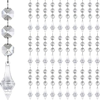 Jishi 30pk Crystal Finial Ornaments for Christmas Tree Decorations, Shatterproof Acrylic Hanging Crystals, Clear Plastic Finial Drop Christmas Ornaments for Centerpiece Chandelier Decor Party Supplies
