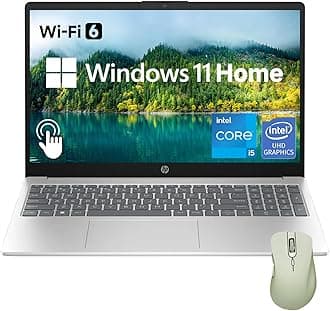 HP (Upgraded) 15.6" HD Touchscreen Laptop, Intel Core i5-1235U, 32GB RAM, 1TB PCIe SSD, Webcam, HDMI, Numeric Keypad, Wi-Fi 6, Windows 11 Home, Silver, Bundle with Thunderobot ML101 Wireless Mouse