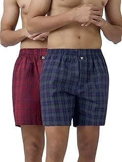 - Men's Checkmate Relaxed Fit Cotton Boxer Shorts with Dual Pocket & No Marks Waistband (Pack of 2)