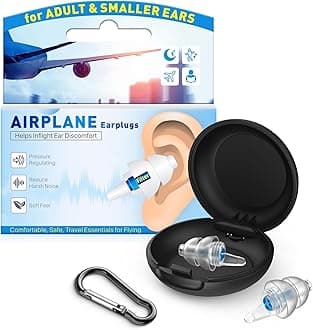 Ear Plugs for Airplane Pressure Relief & Prevent Ear Pain - Flying Travel Essentials - Comfortable Reusable Plane Earplugs for Adult/Kids 12+ with Small Ear-canals, 25dB Noise Reduction, BU