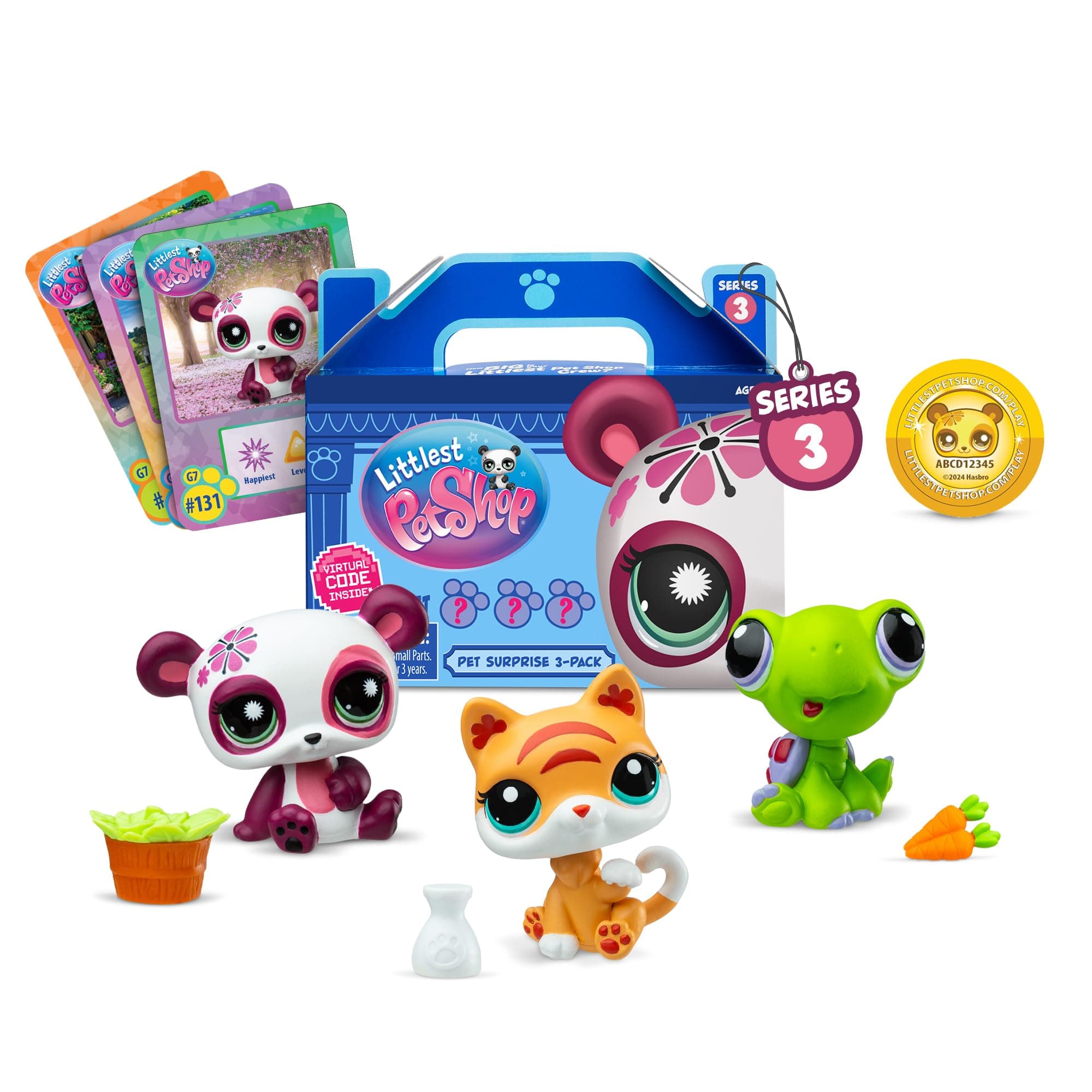 Pet Surprise 3-Pack - Series 3, Gen 7 Authentic LPS Bobble Head Toy Figure, Collectible Toy Animal, Ages 4+