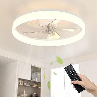 50cm Ceiling Fans with Lights and Remote, 6 Speeds Modern Smart LED Ceiling Fan Light, 3000K-6500K Dimmable Quiet Fan Lights Ceiling for Bedroom Living Room Dining Room (White)