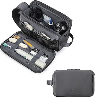 Toiletry Bag for Men, Travel Toiletry Organizer Dopp Kit Water-resistant Shaving Bag for Toiletries Accessories, Door Room Essentials,Grey-medium