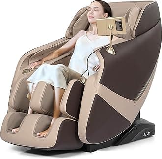 RELX Massage Chair Full Body, Zero Gravity Shiatsu Massage Chair with SL Track, Yoga Stretching, Foot Rollers, Waist Heating, AI Voice Control and Bluetooth (Venus Pro Dark Coffee)