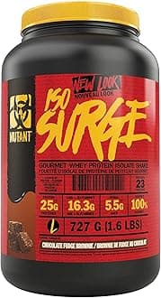 MutantISO Surge Whey Protein Isolate Powder Acts Fast to Help Recover, Build Muscle, Bulk and Strength, 1.6 lb (Chocolate Fudge Brownie)