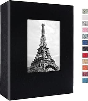 Vienrose Small Photo Album 4x6 100 Photos Linen Cover Picture Book with Front Window for Baby Wedding Children