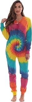 Womens Henley Thermal Onesie Buffalo Plaid and Tie Dye