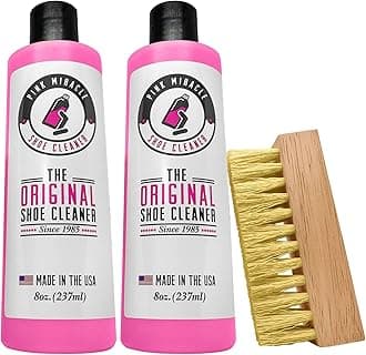 - Pink Miracle Shoe Cleaner Kit Fabric Cleaner for Leather, Whites and Nubuck Sneakers Two Pack (Two Bottles/One Brush)