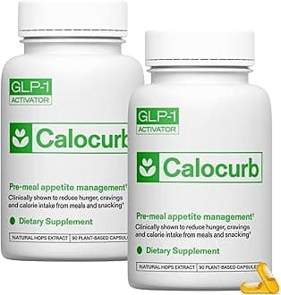 Calocurb Calorie Control Supplement, Natural GLP-1 Activator, 180 Count (2 Month Average Supply), Plant Based Dietary Supplement, Patented Formula, Helps Manage Hunger, Snacking, Overeating & Cravings