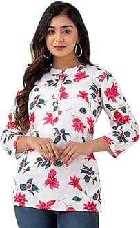 - feranoid Women Cotton Printed Straight Short Kurti
