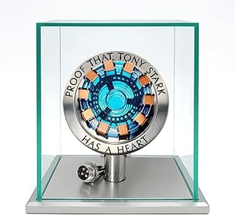 Lonyiabbi Arc Reactor MK1-1:1 Scale, USB Powered LED Light with Vibration Sensor, No Assembly, Display Case Included