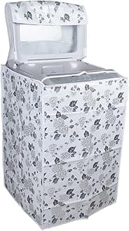 Top Load Washing Machine Cover Suitable For LG 6 Kg, 6.2 Kg, 6.5 Kg, 7 Kg (56cmsX56cmsX85cms, Half White & Grey)