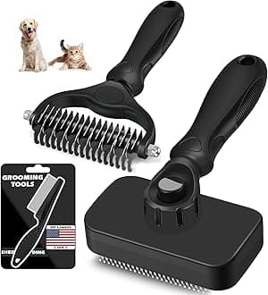 3PCS Dog Brush I Dog Brush for Shedding I Deshedding Dog Brush I Dog Bath Brush I Slicker Brush For Dogs I Dog Comb (White Black)