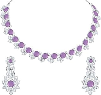 Atasi InternationalCrystal Necklace Jewellery Set with Earrings for Women and Girls| Stylish Accessory for Parties, Weddings, and Festivals | Ideal Gift for Special Occasions