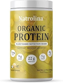 Plant Based Organic Protein Powder - Vanilla Flavor 1Kg 2.2 lbs, 25 Servings | 22g Protein Per Serving, Vegan Pea & Brown Rice Blend | For Muscle Support & Balanced Nutrition | Sugar-Free