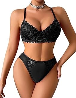 Avidlove Lingerie for Women 2 Pieces Lingerie Set Lace Bra and Panty Sets Sexy Babydoll Underwear