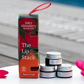 Lip Balm Assorted (Pack of 3), Lip Stack | Blood Orange & Rosehip, Vanilla Bean, Peppermint & Chocolate