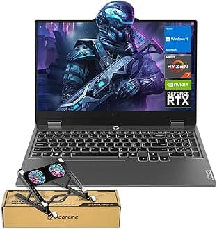 LenovoLOQ 15 15ARP9 RTX 4060 Gaming Laptop, 15.6" FHD 144Hz, AMD Ryzen 7 7435HS, NVIDIA RTX 4060, 64GB DDR5 RAM, 1TB SSD, Backlit KB, RJ-45, Bundle with PCO Laptop Cooler