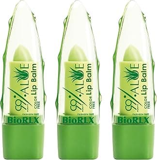 BioRLX 99% Purity Aloe Vera Color-Free Lip Balm - Natural Moisturizing Unisex Lip Care for Hydrated and Radiant Lips (Three Lip Balm) (Aloe - Color Free, 0.12 Ounce (Pack of 3))
